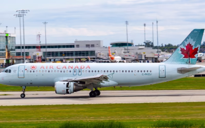 air canada plane on runway